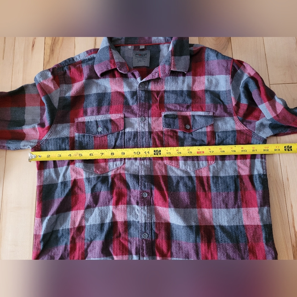Point Zero men's size large semi fit plaid shirt - Picture 6 of 6